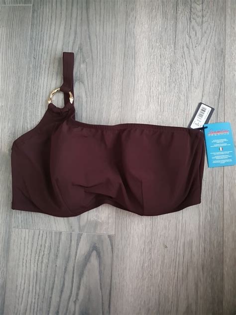Figleaves Serengeti Women S One Shoulder Bikini Top Brown Size 36E