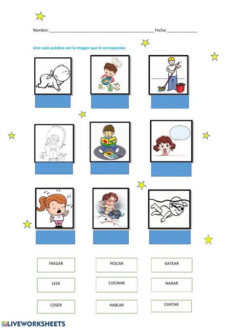 Los Verbos Unir Cada Verbo Con Su Imagen Worksheet Actividades De