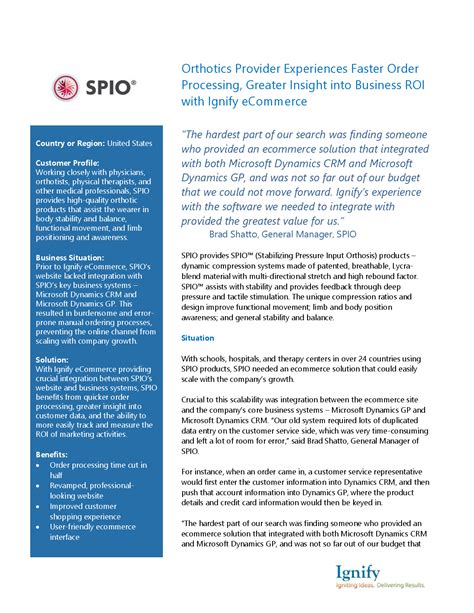 Orthotics Provider Experiences Faster Order Processing, Grea