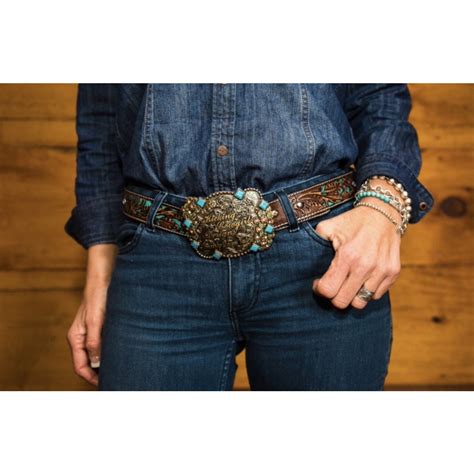 Ariat Women’s Belt - Tooled Turquoise – KickingCowgirlDesigns