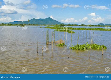 Makong River At Kampong Chhnang Province Of Cambodia Stock Photo