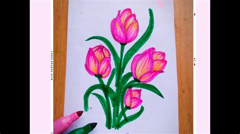 How To Draw Tulips Flower Painting Flower Drawingflowers Youtube