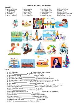 Summer Activities Vocabulary By Othmone Chihab Tpt