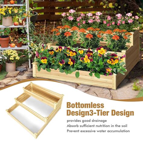 Kepooman Vegetable Garden Bed Planter Box Outdoor 3 Tier Raised Garden