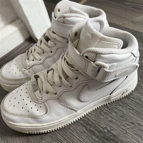 Air Force 1 white high tops, size 5. Barely worn.... - Depop