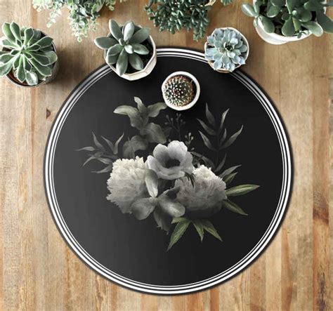 Tapis vinyle plantes élégance monochrome florale