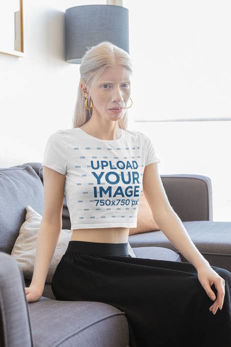 Placeit Bella Canvas Crop Top Mockup Featuring A Serious Woman