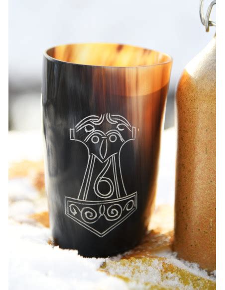 Verre Mj Lnir De Viking Thor En Corne De Buffle Ml