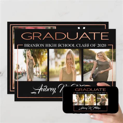 Exquisite Rose Gold Graduation Invitation Zazzle