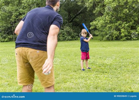 Happy Father And His Son Playing Baseball Stock Image Image Of Male