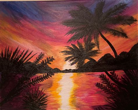 Cute Easy Paintings Sunset / After painting the sunset, then you do all ...