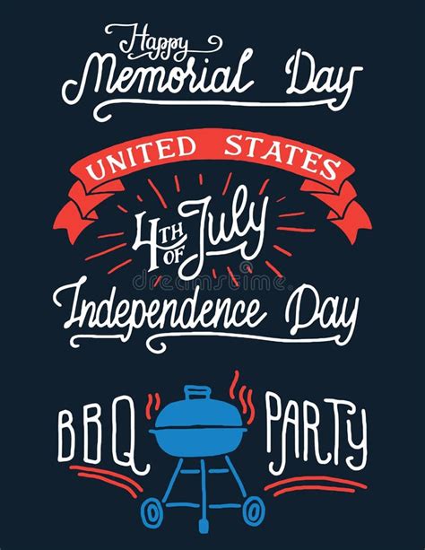 Happy Memorial Day Hand Lettering Greeting Card Stock Vector