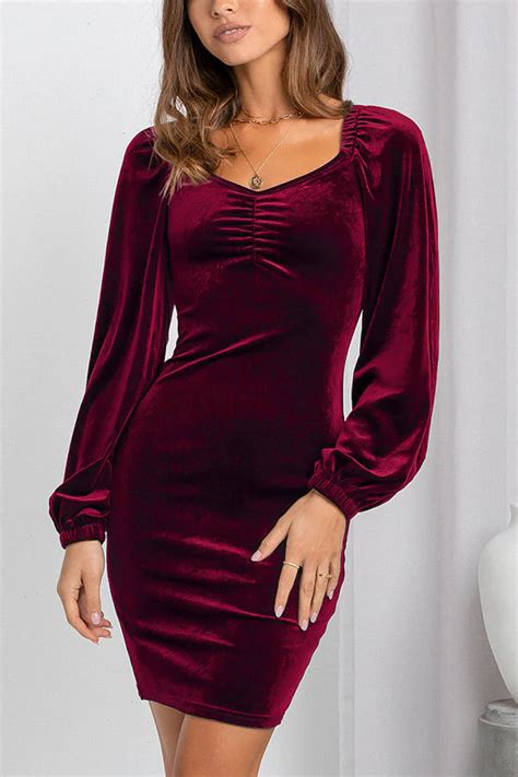 Pure Romance Long Sleeve Velvet Mini Dress