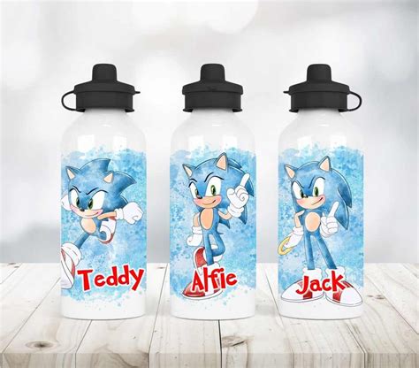 Personalised Sonic The Hedgehog Water Bottle School Bottle Gift Ml