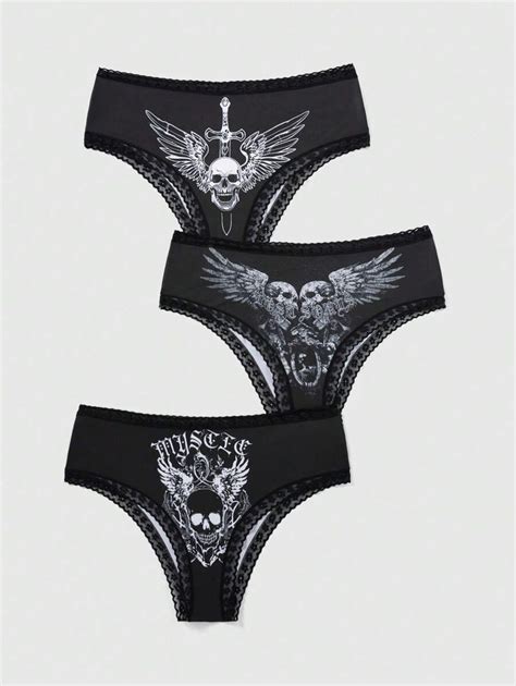 Romwe Goth Pcs Set Plus Size Dark Gothic Skull Wing Lace Trimmed