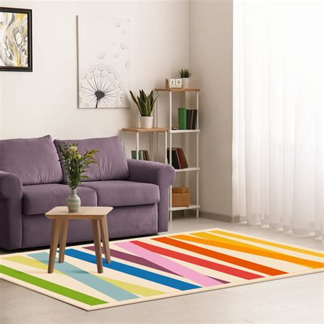 X Colorful Rainbow Area Rug Washable Striped Carpet Homary