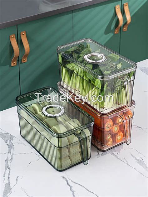 Fridge Organizer With Freshness Timer Lid Stackable Refrigerator