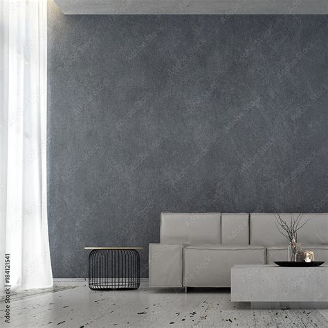 The Interior Design Idea Concept Of Minimal Living Room And Concrete Wall Texture Background