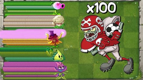 Pvz 2 Every 100 Plant Max Level Vs 999 All Star Zombie Youtube