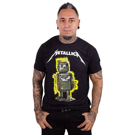 Camiseta Metallica M Robot Glow Preta Oficial Art Rock Camisetas