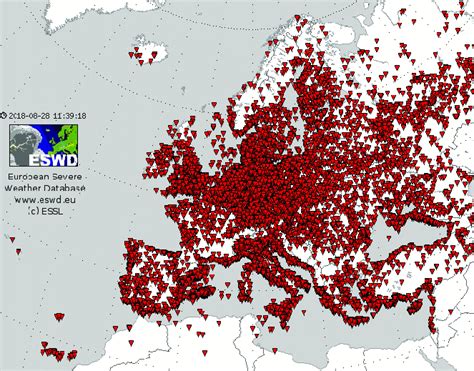 8: Map showing all tornado events recorded in the ESSL database up to ...