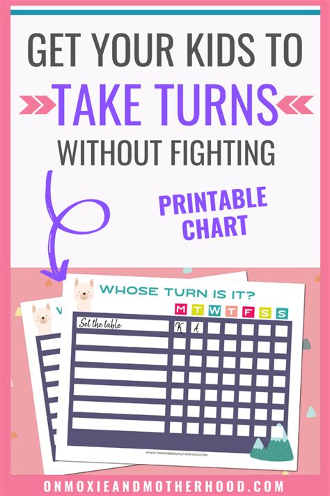 Take Turns Chart For Kids On Moxie And Motherhood