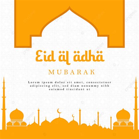 Eid Mubarak Vector Minimalist Background With Orange Color Happy Eid