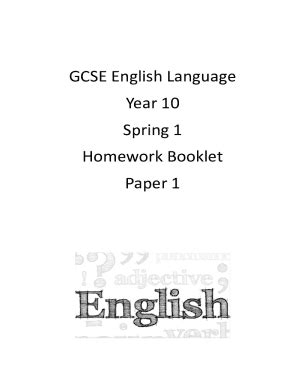 Fillable Online Gcse English Language Year Spring Homework Booklet