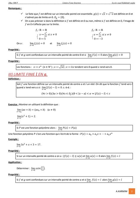 Solution Cours Limites Dune Fonction 1 1bac Biof Studypool