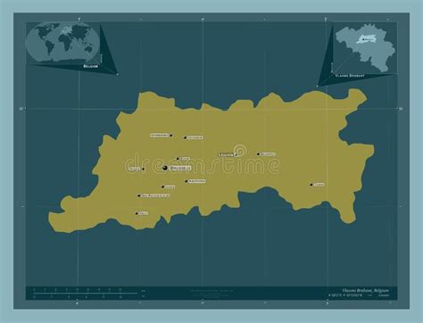 Vlaams Brabant, Belgium. Solid. Labelled Points of Cities Stock ...