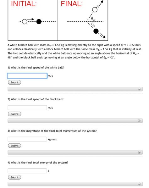 Solved Initial Final A White Billiard Ball With Mass Mw Chegg