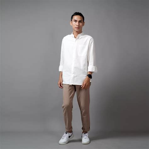 Jual Okechuku Okechuku ASHRAF Kemeja Pria Casual Linen Baju Koko Kemeja