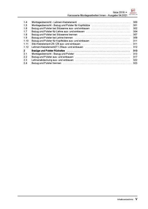 Seat Ibiza V Typ 6f 17 21 Karosserie Innen Reparaturanleit