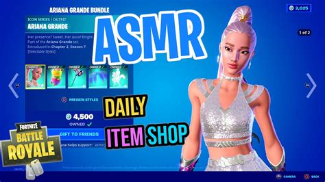 Asmr Fortnite Ariana Grande Skin Is Back Daily Item Shop 🎮🎧 Relaxing Whispering 😴💤 Youtube