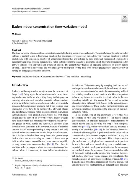 PDF Radon Indoor Concentration Time Variation Model