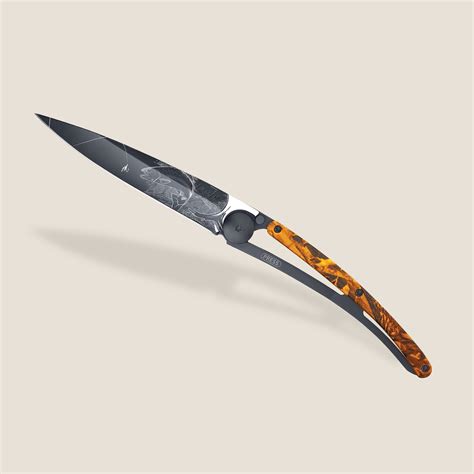 Deejo G Camo Orange Truite Gr Standard Couteaux De Poche