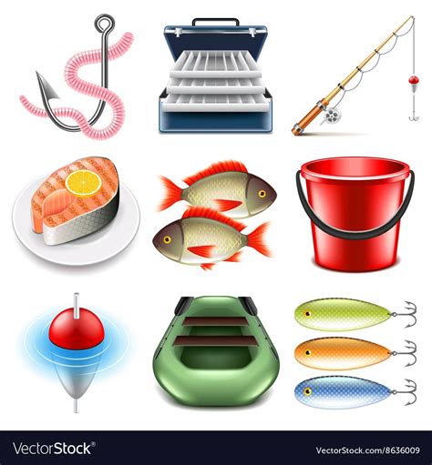 Fishing Icons Detailed Photo Realistic Set Download A Free Preview Or