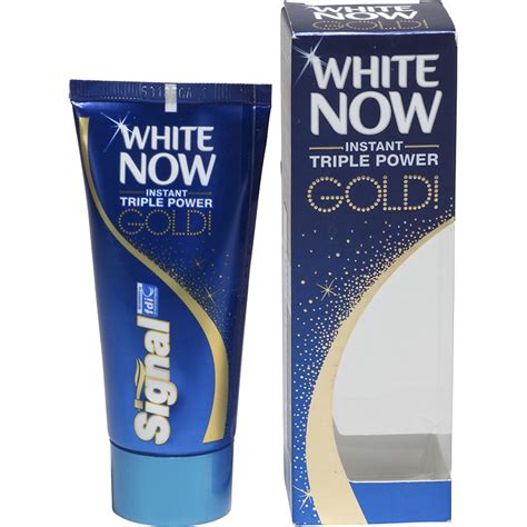 Test Signal White Now Gold Triple Power Dentifrices Blanchissants