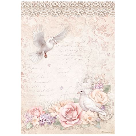 Stamperia Rice Paper Sheet A4 Romance Forever Doves 5993110032069