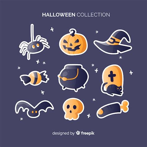 Paquete Elementos Halloween Vector Gratis