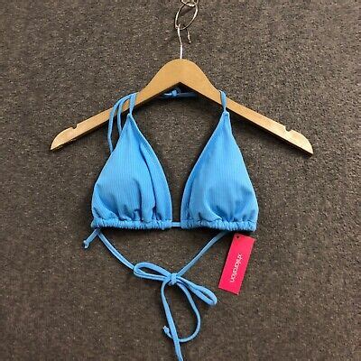 Xhilaration Women S Bikini Top Triangle Blue W Black Stripes Size XL 12