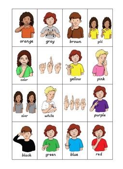 American Sign Language Colors Printable