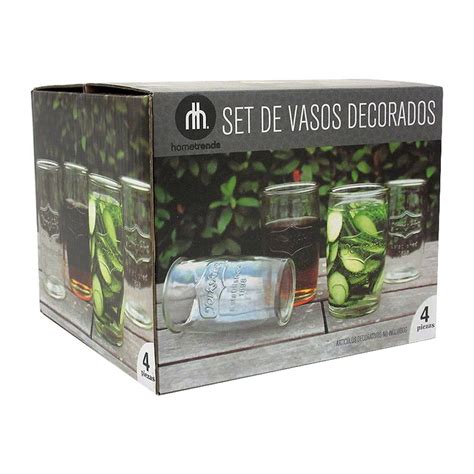 Set De Vasos Home Trends Decorados 4 Pzas Walmart