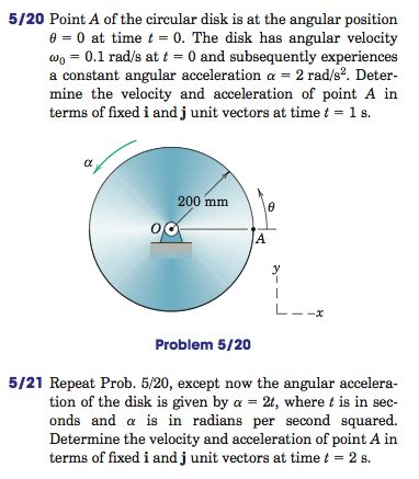 Solved Point A Of The Circular Disk Is At The Angular Chegg