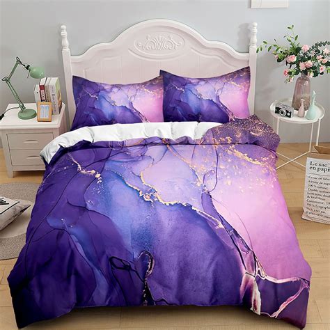 Marble Bedding Set White Grey Gold Marble Pattern Comforter Cover For