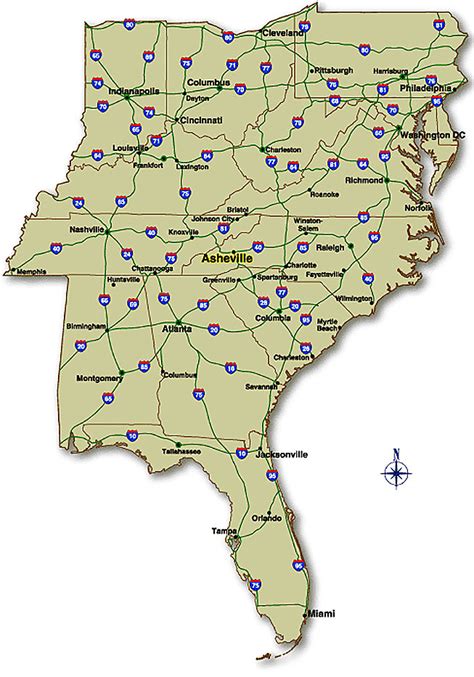 Southeastern Us Map With Cities