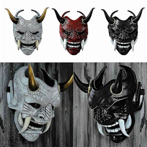 Hannya Demon Mask Japanese Oni Samurai Noh Kabuki Red Prajna Latex