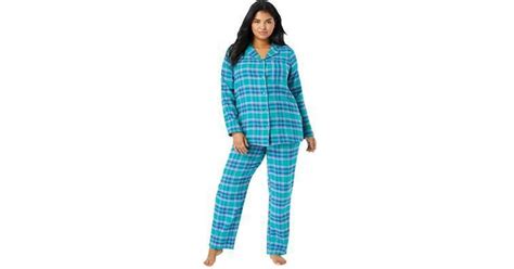 Plus Womens Classic Flannel Pajama Set By Dreams And Co In Waterfall