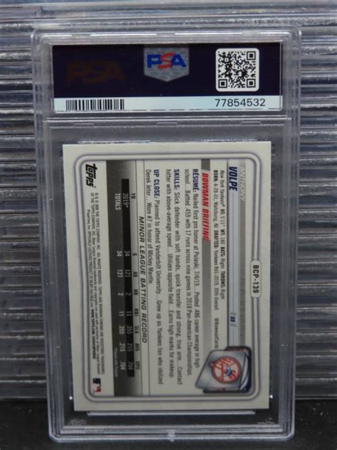 2020 Bowman Chrome Anthony Volpe 1st Prospect BCP 139 PSA 10 32 EBay