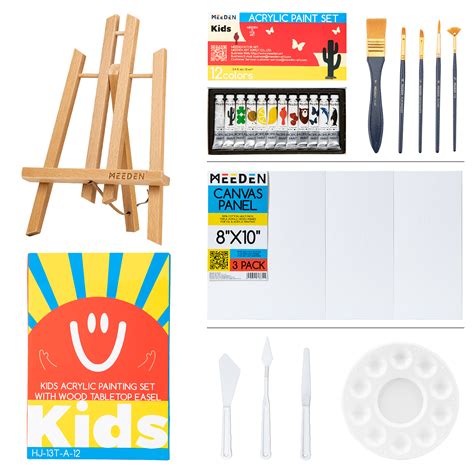 MEEDEN Acrylic Paint Set - Art Kit with Easel, Brushes, Canvas for Kids ...